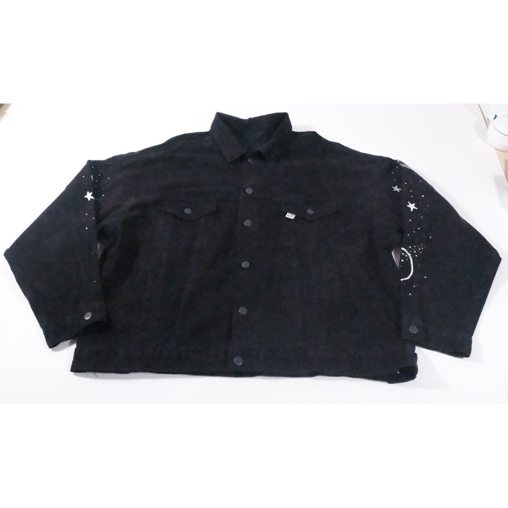 Dragon Denim Jacket Womens 2XL Black House Of Harry Hand Painted Celestial Space